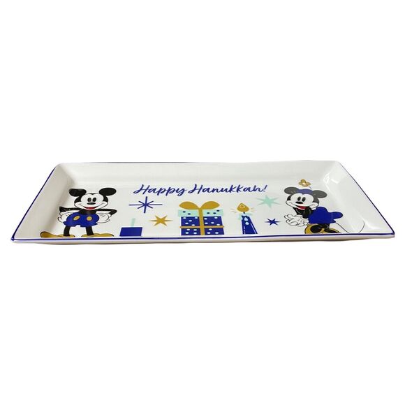 Disney Holiday Mickey & Minnie Happy Hanukkah Serving Tray Dish Dreidel Candle - Picture 3 of 9